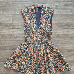 Anthropologie Navy and Multicolor Floral Dress